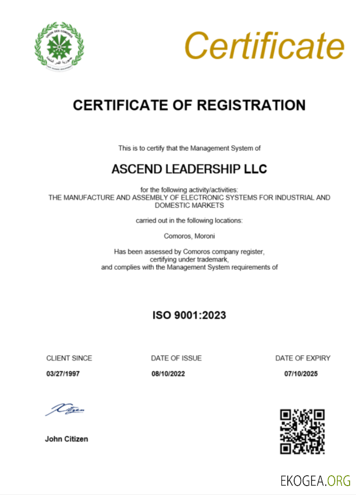 Certificat d'enregistrement des Comores Modèle Word et PDF scr